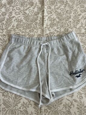 Hollister Light Gray Athletic Lounge Shorts with Navy Logo